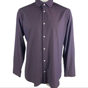 COPY - Mizzen + Main Mens XL Button Up Purple Shirt Trim Fit E322